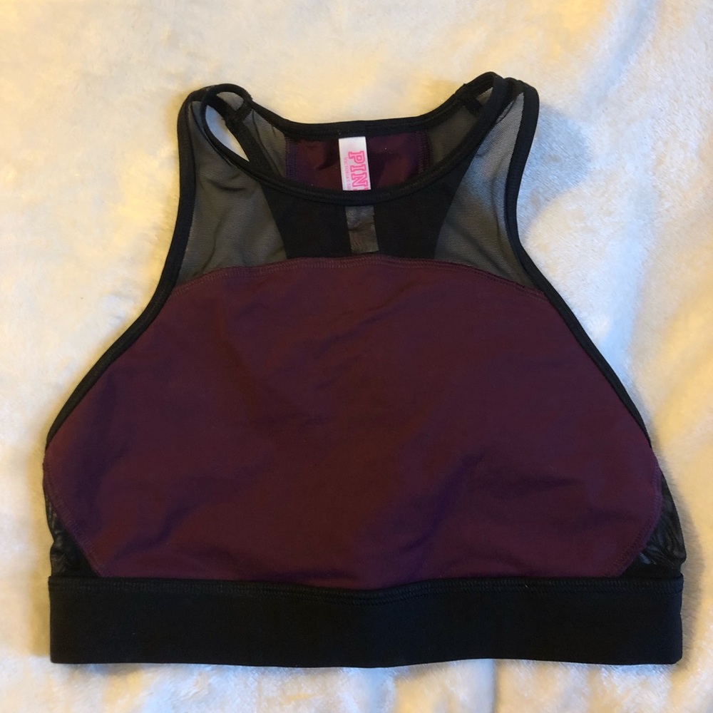 VS PINK maroon halter sports bra NWOT